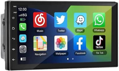 CENTRAL MULTIMÍDIA ANDROID 13, SLIM, TELA IPS 7" FULL TOUCH, 2/32GB, USB, SD, AUX, BLUETOOTH, ESPELHA ANDROID E IOS, CARPLAY E ANDROID AUTO CONECTIVIDADE COM OU SEM FIO