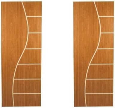 Kit com 2 Folhas de Porta Madeira Decorada 210x70cm Espessura 3,5cm Cantareira Mogno