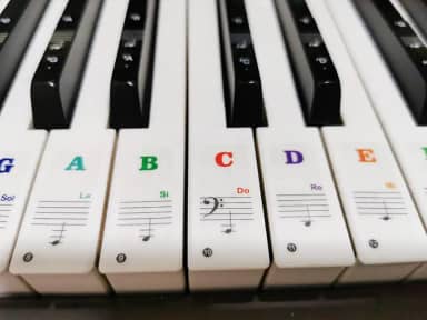 Adesivos de teclado de piano para teclas 88/61/54/49/37, adesivos de notas de piano para aprendizagem, letras removíveis de teclado de piano, etiqueta de notas para iniciantes e crianças, teclas