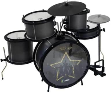 Bateria Infantil Star Kids 05 Pecas Alumisteel E P.S. Pint Eletro Preto Aro Nylon Pele Leitosa - Inf - Luen