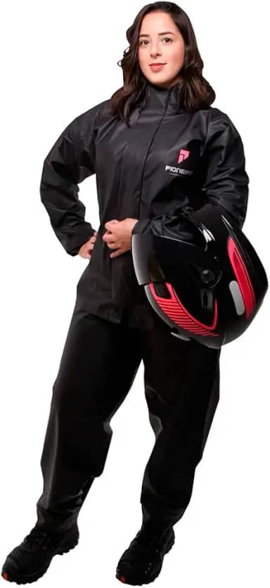 Capa de Chuva para Motociclista Modelo Feminino Preto (GG)