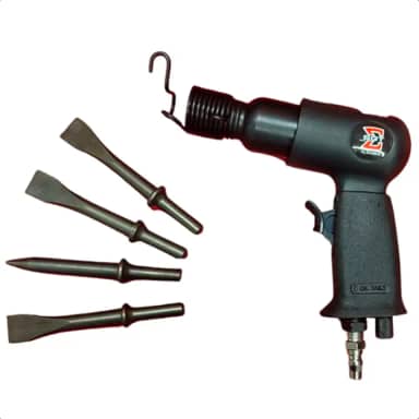 Martelete Pneumático Profissional – Curso 150mm com Cinzéis Redondos, Regulagem de Ar e Corpo em Alumínio