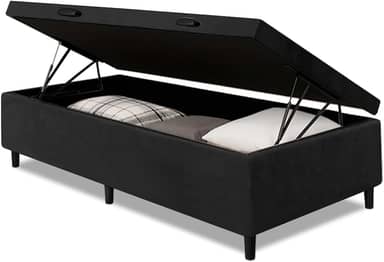 Cama Box com Baú Solteiro 0,88 com 41cm de Altura Prince Preto
