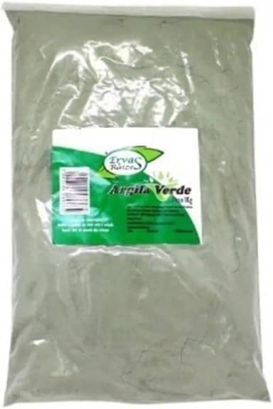 Argila Verde 100% Pura Pacote de 1 Kg Ervas e Raízes