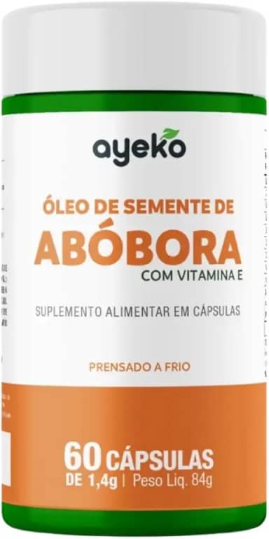 Óleo De Semente De Abóbora + Vitamina E Prensado A Frio 60caps - Ayeko