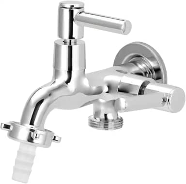 Torneira Tanque/maquina 2 Saídas Alavanca Metal Cromado 1/4v