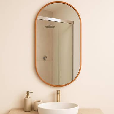 Espelho Cápsula Decoração Premium Do Tamanho Compacto ao Corpo Inteiro Design Moderno com Máxima Amplitude para Banheiro Quarto Sala Hall Camarim (Caramelo, 60x40)