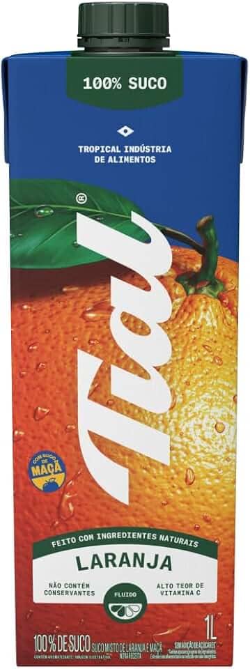 Tial Suco Misto de Laranja 100% 1L, Sem Adição de Açúcar, Sem Ingredientes Artificiais, Não Contém Conservantes, Pronto para Beber