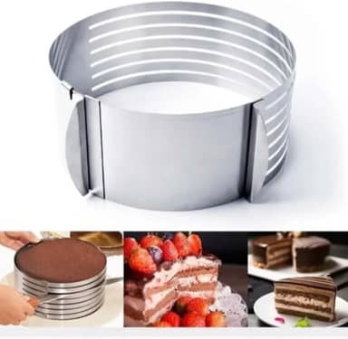 Chicky Formas Corta-Bolo Aro Redondo Regulável Aço Inox 15-30cm