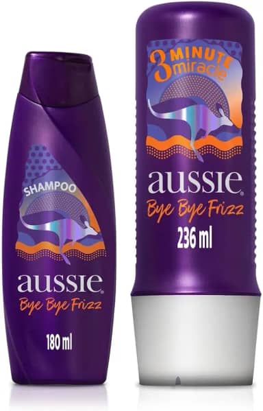 Kit Aussie Bye Bye Frizz Maciez e Brilho Shampoo 180Ml e 3 Minutos Milagrosos 236Ml, Aussie