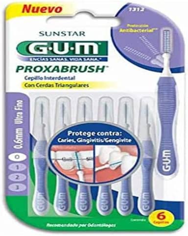 Gum Escova Interdental Extra Fina Triangular 0.6 mm c 6 Conjunto Lilás