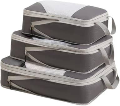 Kit Organizador De Mala Para Viagem Bordo Bagagem Roupas Necessaire Armazenamento Leve Prático Compressão 3 Peças Com Alça De Mão Pendurar - ZAFIN