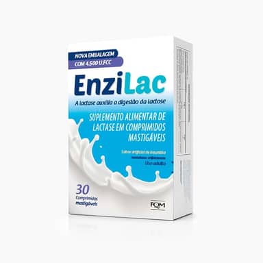 Enzilac 4.500 FCC 30 Comprimidos - Enzima Lactase em Comprimidos Mastigáveis