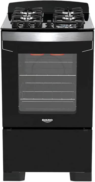 Fogão 4 Bocas Preto com Frente em Vidro Preto e Timer Digital Dako Diplomata Grill Bivolt