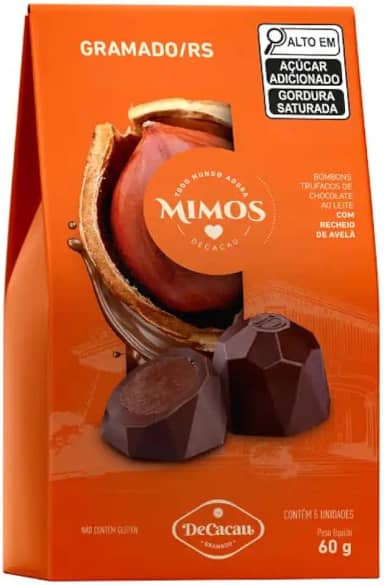 Mimos DeCacau - 2 caixas bombom trufado 60g cada - Sem Glúten | Chocolate Gramado | Seguro Celíacos (Avelã)