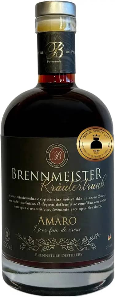 Brennmeister Amaro Licor de Ervas, Premiado com Ouro, 500ml, Destilaria Brennstube
