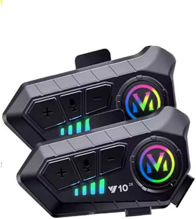 Intercomunicador para Capacete Y10, Preto, Com Bluetooth, 2 Unidades, Microfone Embutido, Controle de Som, para Motociclistas