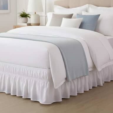 Saia para Cama Box Ajustável, Microfibra 100% Poliéster, Compatível com Solteiro até Queen, 28cm de Altura (Branco)