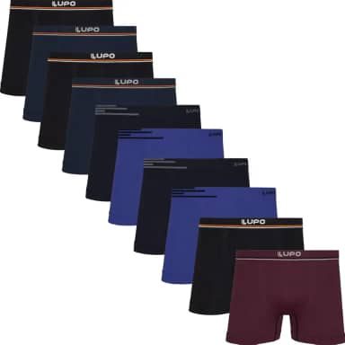 Kit 10 Cuecas Lupo Boxer Microfibra Poliamida Sem Costura Adulto Masculino