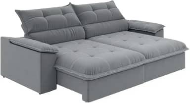 Sofá Retrátil e Reclinável Bipartido 2,50m 4 Lugares Veneto Slim Luizzi (Chumbo)