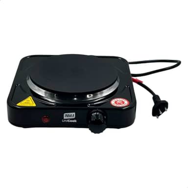 INMA, Fogão Elétrico, Fogão 1 Boca, Fogão Portátil, Cooktop, UniCook, Fogão de Mesa, Fogão Para Mesa, Fogareiro De Mesa, Fogareiro 1 Boca Inox,1000w (Preto 110v)