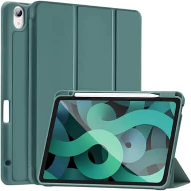 Case Capa Compatível Para iPad 9, 8, 7 Geração 10.2" 10.5" Slim Inteligente Com Suporte Caneta Proteção Anti-Impacto Auto Sleep Tampa Magnética (Verde Escuro)
