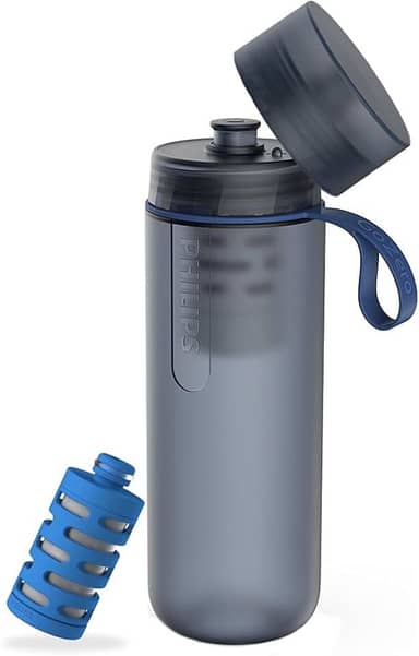 Philips Water GoZero Active Bottle, Squeeze Hydration Bottle, Filtering Water Bottle, Melhorando o sabor da água da torneira