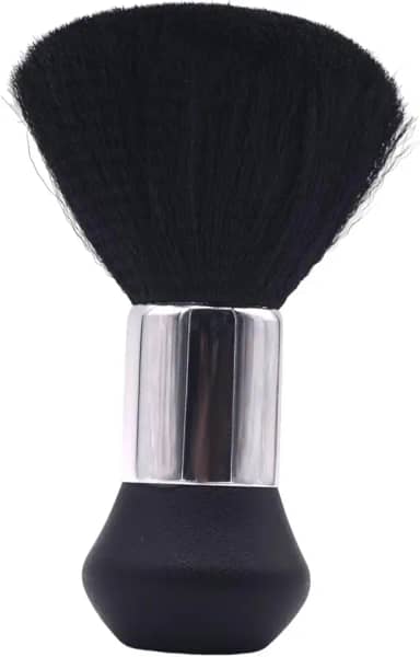 Espanador Pincel Umi Bolinha Cromado Para Cabeleireiro e Barbearia Barbeiro com Cerdas Macias Preta Para Remover Pelos e Fios de Cabelo