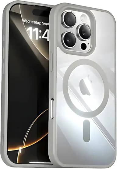 Capinha Case Capa Transparente Basic Anti Impacto Bordas Elevadas Magnética Premium Luxo Para iPhone (Cinza, iPhone 12 Pro Max / 13 Pro Max)