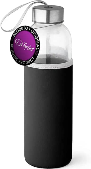 Garrafa de Vidro 520 ml Soft TopGet (Preto)