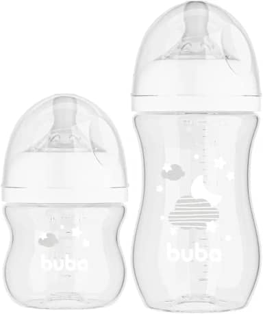 Buba, Kit 2 Mamadeiras Easy Flow Nuvem Branca 120/270ml