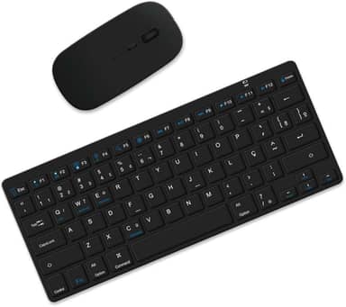 Kit Teclado e Mouse sem fio Bluetooth com Design Confortável, Durável, Para Tablet e Celular, Computador, Android, Note Layout ABNT2 Brasileiro (Preto)