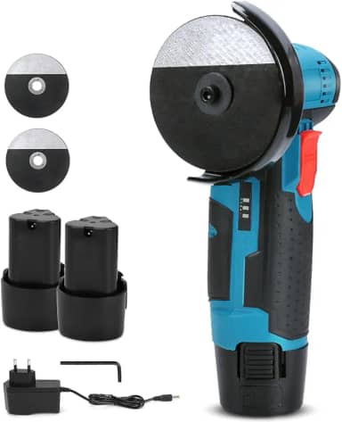 Esmerilhadeira Lixadeira Manual Recarregável 12V, Lixadeira Portátil Esmerilhadeira, Kit Completo de Velocidade Com 2 Discos de Corte