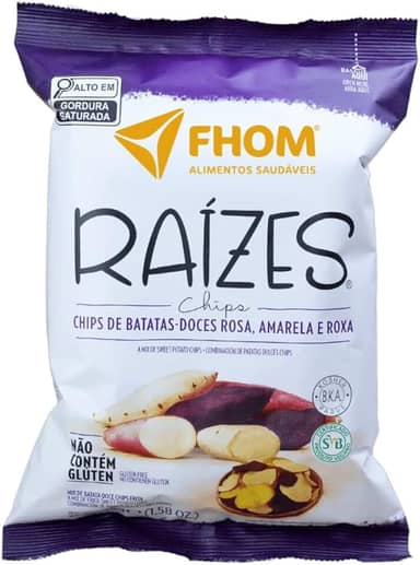 Chips de Batata Doce Mix Amarela, Roxa e Rosada Alimento Vegano Fhom 45g