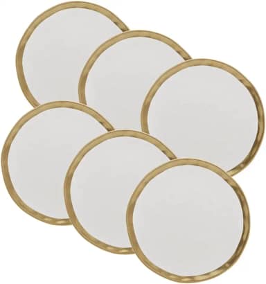 WOLFF - Prato Raso de Porcelana Dubai Branco e Dourado 25cm x 2cm