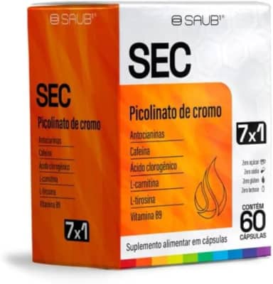 Suplemento Alimentar Picolinato de Cromo Cafeína L-Carnitina Antocianinas e Vitaminas 7x1 em Cápsulas 60 Unidades