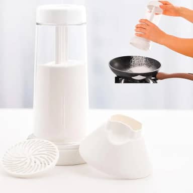 Tapioqueira Manual com Peneira e Polvilhador Integrados Tapiocas Sem Grumos Crepioca Distribuição Uniforme Compacta Ergonômica Fácil de Limpar Desmontável Material Resistente Cozinha Prática (Branco)