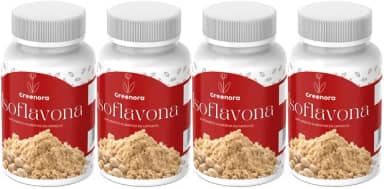 Isoflavona 60 Cápsulas – Suplemento Natural para Equilíbrio Hormonal Feminino, Alívio dos Sintomas da Menopausa e TPM, Rico em Isoflavonas da Soja, Vegano e Sem Glúten (Kit 4)