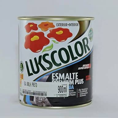 Tinta Esmalte Base Água 900ml Lukscolor - Cores (PRETO BRILHANTE)