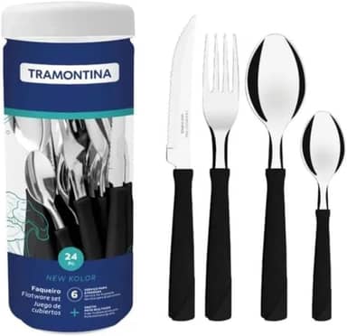 Faqueiro Tramontina New Kolor | 24 Peças - Preto