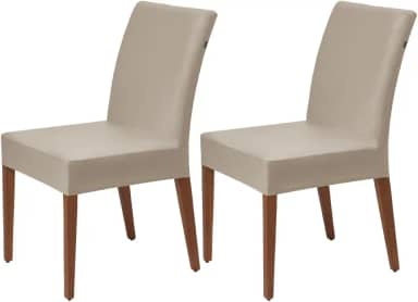 Kit 2 Capas Cadeira Protetora Jantar Tecido Spandex Impermeável Hidro-repelente Elástico Lisa (Palha)