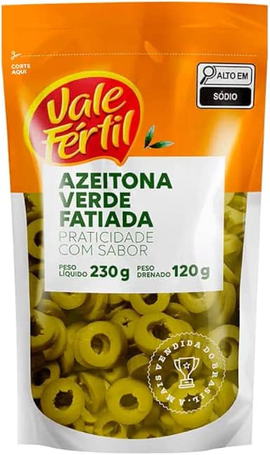 Vale Fértil Azeitona Verde Em Conserva Fatiada Sachê 120G Pequeno