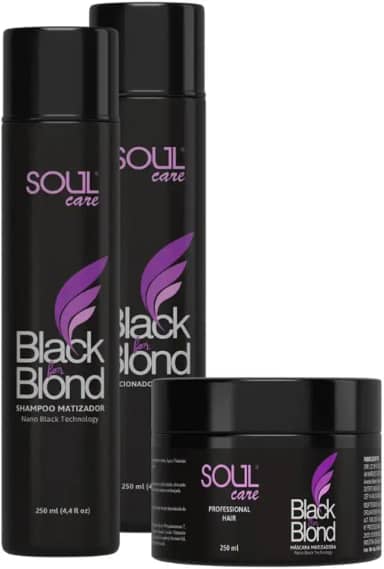 Kit Matizador Blond Black Loiro Soul Care Profissional | Shampoo, Condicionador e Máscara Desamareladora