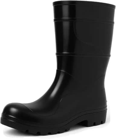 Bota Pvc Preta Cano Médio 28cm Forrada Impermeável Galocha EPI Segurança Ocupacional Solado Antiderrapante Cartom