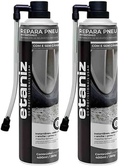 2 Repara Pneu Spray Instantâneo Para Carro Moto 400ml Etaniz