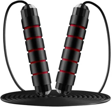 Corda de pular com rolamentos, cabo de aço ajustável e alças de espuma. Leve, rápida e sem emaranhados. Ideal para treinos e emagrecimento – Qualidade Premium LNSTORE