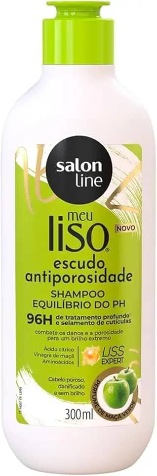 Salon Line, Shampoo, Meu Liso, Escudo Antiporosidade, Vegano - Para Cabelos Lisos, 300ml