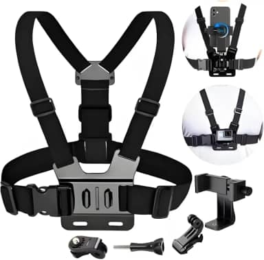 Suporte de Peitoral Para Celular E Câmera Esportiva Gopro Ajustável 360°, Colete Para Vídeo e Filmagem Esportiva Moto Bike Corrida, Camera Ação Confortável, Mãos Livres - Premium