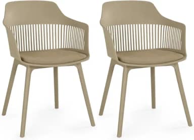 Kit 2 Cadeiras de Jantar Estofada Marcela (Nude Escuro)