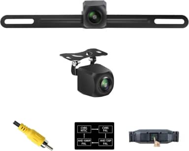 Câmera reserva de placa de carro 2 em 1 AHD 1080p para carro, caminhão, SUV, minivan, trailer, caminhonete, trailer, pickup, botão de interruptor de formato de vídeo GreenYi para visão traseira da